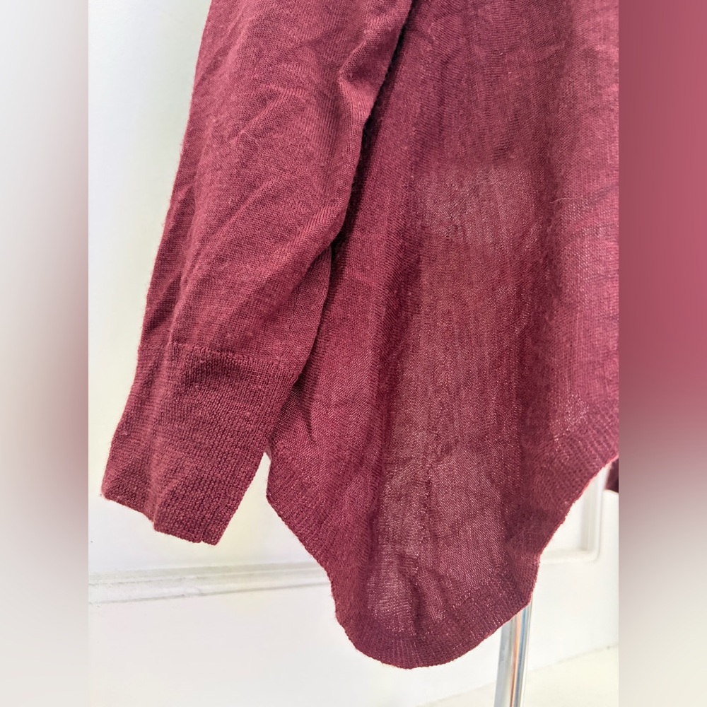 Eileen Fisher Asymmetrical Knit Sweater - Deep Burgundy - Picture 4 of 8